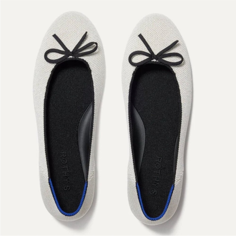 Rothy's Black and White Bow Flats